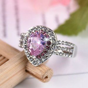 New 925 silver gorgeous pink sapphire ladies ring